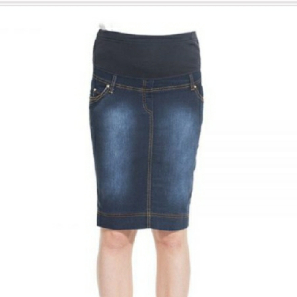 Mother's Essentials maternity NWT denim midi pencil skirt with Jersey band